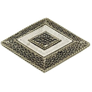 Pastelli Large Silver Tone Filigree Diamond Statement Brooch Over 3" In Size